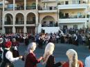 Kalimnos.: Schoolkids in a Greek dancing competition in the town square.